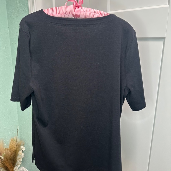 Talbots Half Sleeve Splitneck top in black XL NWOT - Picture 4 of 4